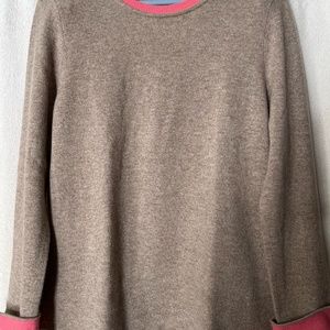 Tan cashmere sweater w/ peach trim- Sz XL